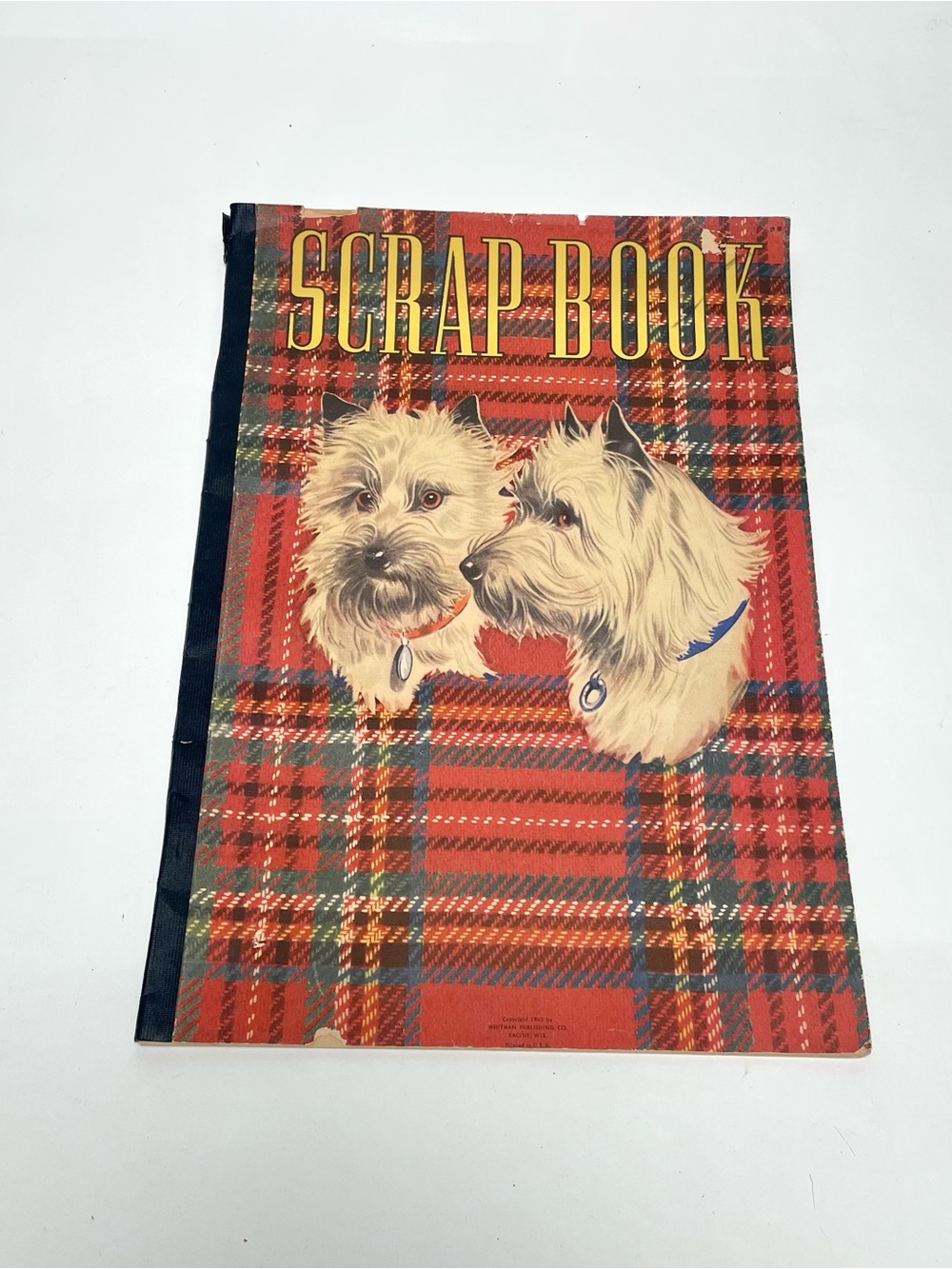 Vtg 1943 Whitman Scrapbook Scottish Terrier Cairn Terrier Plaid Dog Book Unused
